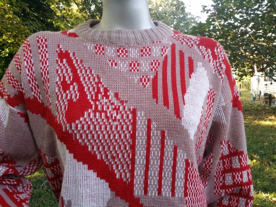 Womens Graphic Sweater 70s Sweater Vintage Ski Sw… - image 2