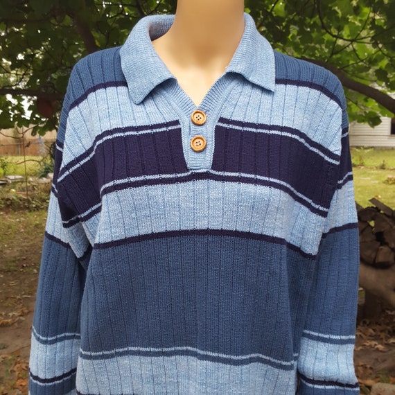 Men's Sweater 70s Sweater Striped Sweater Vintage… - image 4