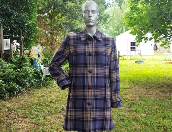 80s Coat, Plaid Coat, LL Bean Coat, Vintage Coat,