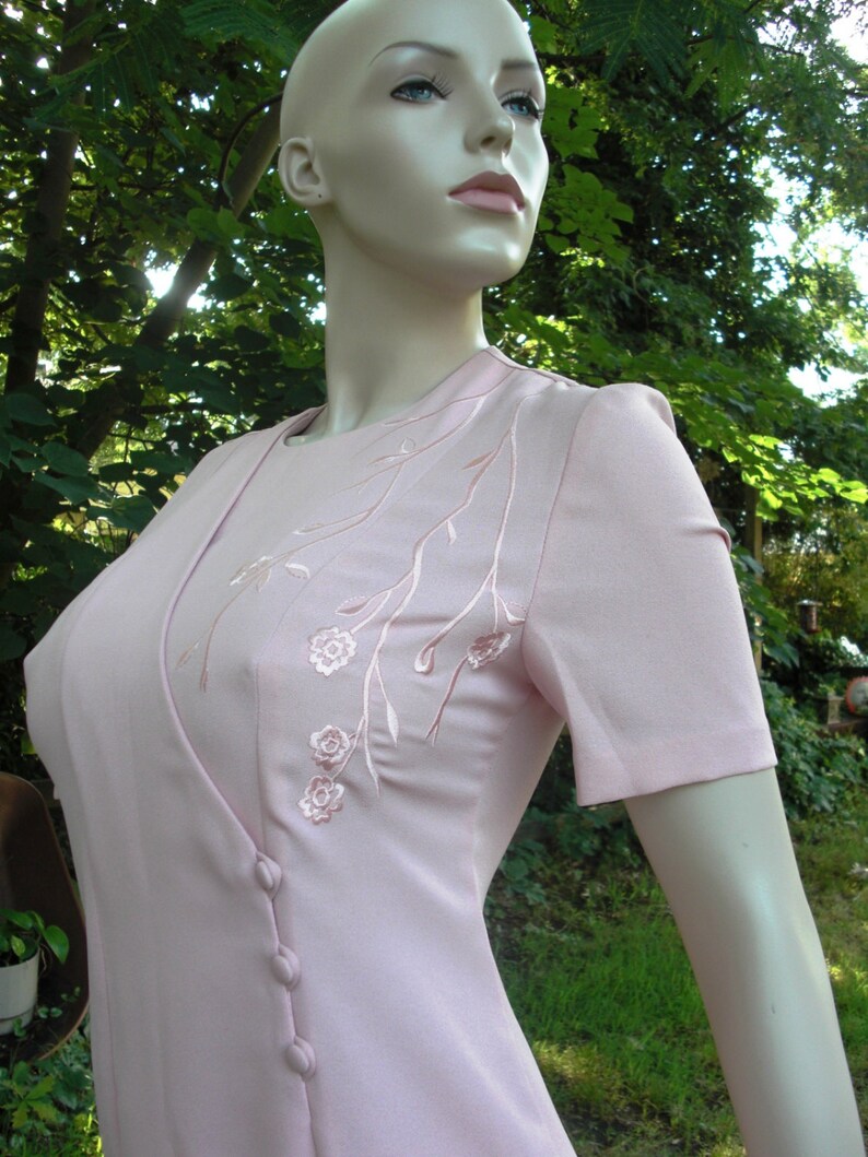 80s Dress 80s Cocktail Dress Pink Dress Embroidered Dress Pale Pink Dress Vintage Dress Dress Size 6 80s Costume Caron Petite