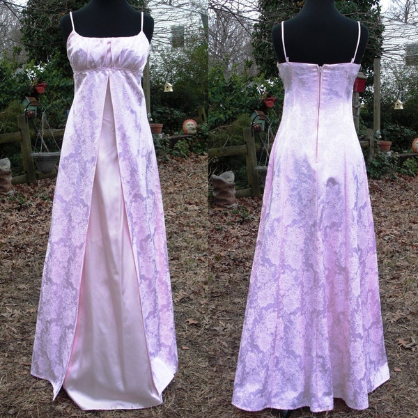 80's Pale Pink Brocade Vintage Prom Dress by Steppin' Out Estimated Size 4 80s Prom Dress 80s Evening Gown vintage evening gown