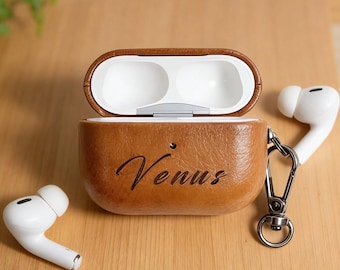 Personalized Custom name leather AirPods Pro Case/Cover with Clip/Multi Colors-Meaningful Gift Case/Women and men For AirPods 1 2 3 4 Pro