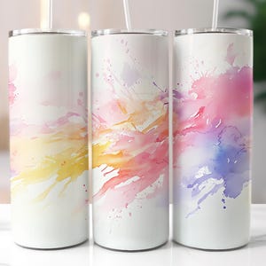 Watercolor Tumbler Wrap, Pastel Watercolor Tumbler 20oz Skinny Tumbler Sublimation Design Digital Download PNG Instant DIGITAL ONLY