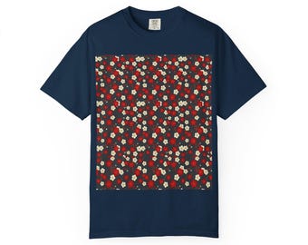 Japanese Floral Pattern T-Shirt | Modern Wa-Style Graphic Tee | Unisex Casual Streetwear