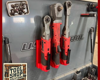 Milwaukee M12 Straight Tool Holder - Metal Mount - 3D Printed Tool Organizer for Woodworking – Magnetic Mount Storage for Garage + WorkShop
