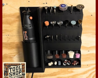 Rotary Tool Holder Wall Mount Permanent – 3D Printed Tool Organizer for Workshop & Woodworking – Wall-Mounted Storage for Garage + Shop