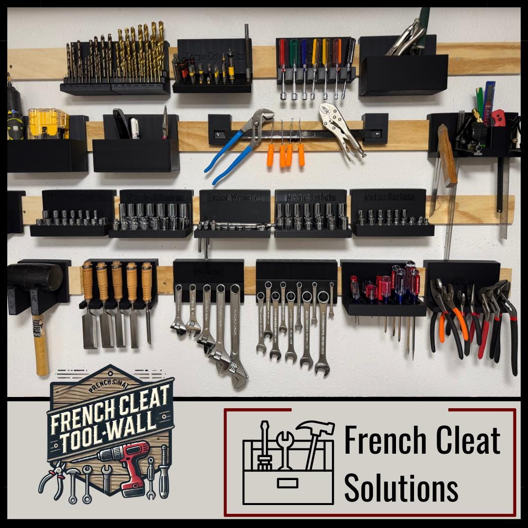 Triple Hook Holder French Cleat – 3D Printed Tool Organizer for