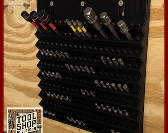 200 Slot – Screwdriver Bit Holder Wall Mount – 3D Printed Tool Organizer for Workshop & Woodworking – Wall-Mounted Storage for Garage + Shop