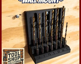 Metric Drill Bit Holder (Hex Shank) Wall Mount - 3D Printed Tool Organizer for Workshop & Woodworking – Wall Storage for Garage + Shop