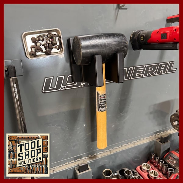 Mallet Holder Metal Mount – 3D Printed Tool Organizer for Workshop & Woodworking – Magnetic Storage for Garage + Shop