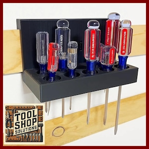 Screwdriver Holder French Cleat – 3D Printed Tool Organizer for Workshop & Woodworking – French Cleat Compatible, Fits 3/4&quot; French Cleats