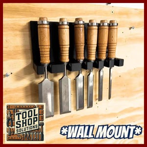 Chisel Holder Wall Mount – 6-Slot - 3D Printed Tool Organizer for Workshop & Woodworking – Wall Mounted Storage for Garage + Shop