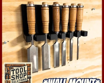 Chisel Holder Wall Mount – 6-Slot - 3D Printed Tool Organizer for Workshop & Woodworking – Wall Mounted Storage for Garage + Shop