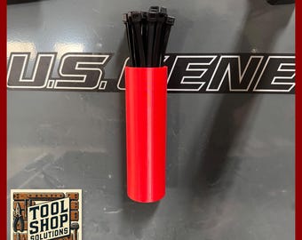 Zip Tie Holder Metal Mount (Single Cylinder) – 3D Printed Tool Organizer for Workshop & Woodworking – Magnetic Mount Storage