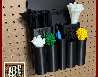 Zip Tie Holder Peg Board – 3D Printed Tool Organizer for Workshop & Woodworking – Peg Hook Mount Storage for Garage + Shop