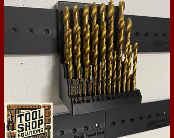 French Cleat Drill Bit Holder - 3D Printed Organizer for Imperial and Standard Sizes, Wall-Mount Tool Storage for Workshop Tools