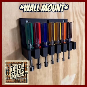 Nut Driver Holder Wall Mount – 3D Printed Tool Organizer for Workshop & Woodworking – Wall-Mounted Storage for Garage + Shop