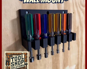 Nut Driver Holder Wall Mount – 3D Printed Tool Organizer for Workshop & Woodworking – Wall-Mounted Storage for Garage + Shop