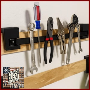 French Cleat Magnetic Tool Bar - 3D Printed Magnetic Tool Bar Organizer, Wall-Mount Tool Storage for Workshop and Garage Tools