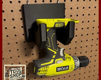Ryobi Power Tool Holder | Drill Peg Board – 3D Printed Tool Organizer for Workshop & Woodworking – Peg Hook Mount Storage for Garage + Shop