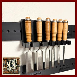 Chisel Holder French Cleat – 6-Slot - 3D Printed Tool Organizer for Workshop & Woodworking – 3/4 Inch French Cleat Storage for Garage + Shop