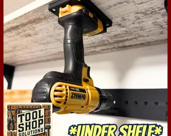 DeWalt Drill Holder - Under Shelf – 3D Printed Tool Organizer for Workshop & Woodworking – Storage for Garage + Shop
