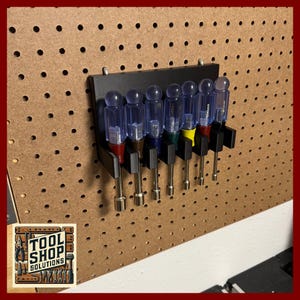 Nut Driver Holder Peg Board – 7-Slot - 3D Printed Tool Organizer for Workshop & Woodworking – Peg Hook Mount Storage for Garage + Shop