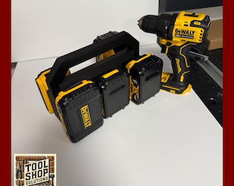 DeWalt 20v Battery Caddy - Holds 6 Batteries - Made Portable w/ Handle makes it easy to carry from shop to Jobsite - Truck Storage
