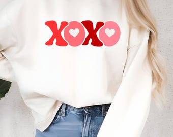 Valentine's Day XOXO T-Shirt and Sweatshirt, Unisex Valentines Day Gift for Her and for Him,  XOXO Hugs and Kisses Logo