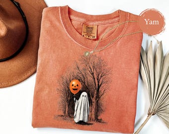 Camiseta de Halloween con diseño fantasma Comfort Colors®, temporada espeluznante, camiseta retro para amantes de Halloween, regalo espeluznante, diseño de Halloween