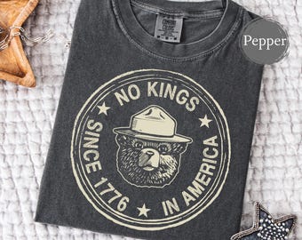 Comfort Colors® No Kings In America Since 1776, Unisex Anti-Fascism T-Shirt, Unique Logo Print