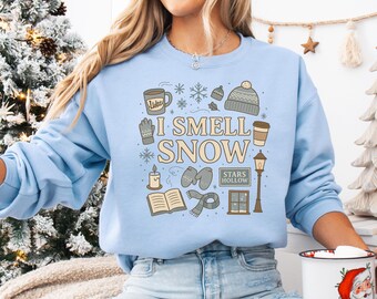 I Smell Snow Sweatshirt, Gilmore Girls Christmas Hoodie, Stars Hollow Winter Tee, Cozy Retro Christmas Gift, Luke’s Diner Holiday Shirt