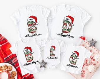 Custom Christmas Shirt and Sweatshirt, Family Matching Tee, Christmas Initial and Name, Christmas Party,  Xmas Gift, Family Christmas Outfit