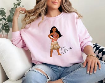 Custom Moana Shirt & Sweatshirt - Personalized Disney Gift with Name - Moana Character Tee