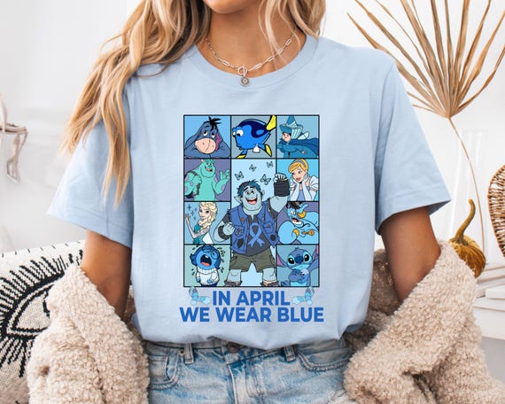 In April We Wear Blue Shirt and Sweatshirt, Autism Awareness Month