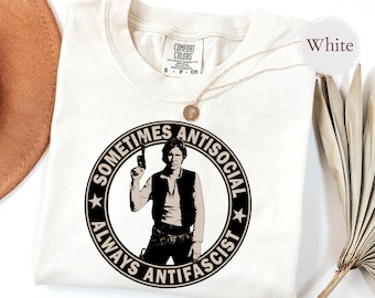 Comfort Colors® Sometimes Anti-Social, Always Anti-Fascist, Unisex Anti-Fascism T-Shirt, Unique Logo Print