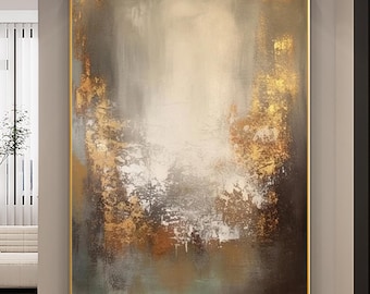 Hand Painted Wabi Sabi Canvas Art,Modern Neutral Beige Wall Decor