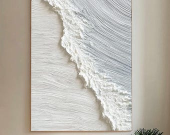 Handmade 3D Textured Wave Painting,Abstract Ocean Canvas Art,Minimalist Seascape Home Decor