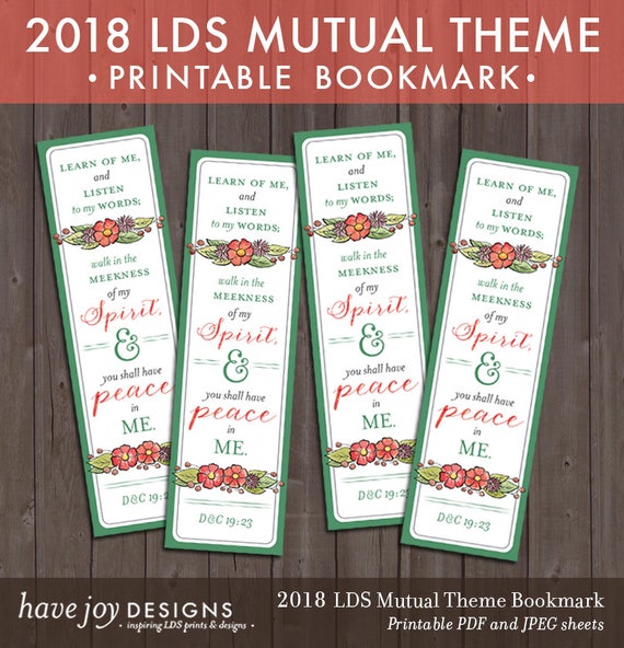 2018 lds mutual theme bookmark printable instant download