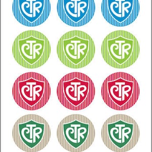 CTR (shield & stripe design) - 2 inch Graphic Rounds in Printable 8x10 Collage Sheet