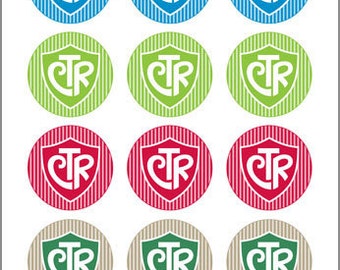 CTR (shield & stripe design) - 2 inch Graphic Rounds in Printable 8x10 Collage Sheet
