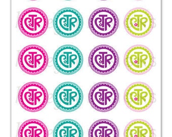 CTR (flower design) - 1 inch Graphic Rounds in Printable 5x7 Collage Sheet