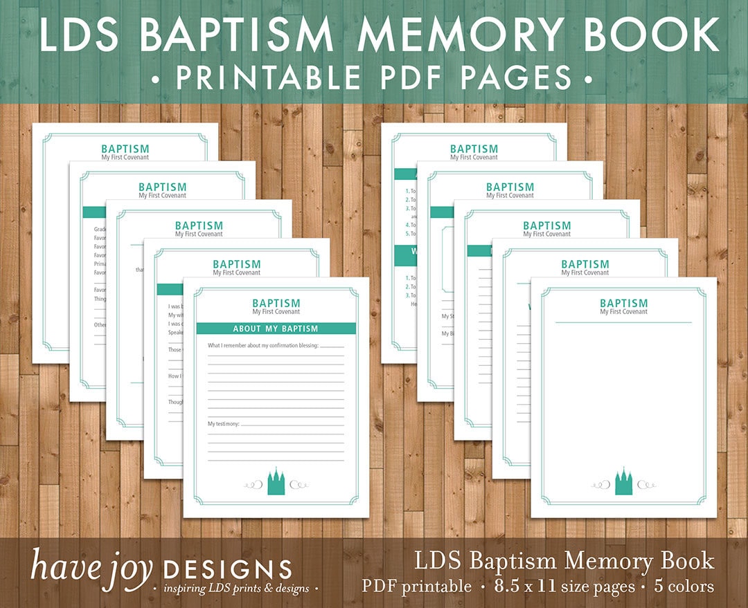 LDS Baptism Memory Book Printable 8.5 x 11 size pages in 5 Etsy