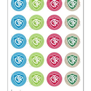 CTR (shield & stripe design) - 1 inch Graphic Rounds in Printable 5x7 Collage Sheet