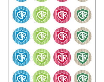 CTR (shield & stripe design) - 1 inch Graphic Rounds in Printable 5x7 Collage Sheet