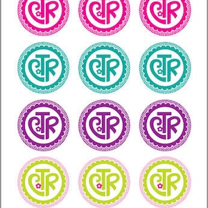 CTR (diseño floral): Círculos gráficos de 2 pulgadas en hoja de collage imprimible de 8 x 10