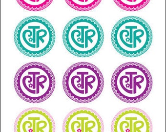 CTR (flower design) - 2 inch Graphic Rounds in Printable 8x10 Collage Sheet