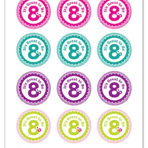 Il suo Great To Be 8 (flower design) - 2 pollici Round grafici in foglio collage 8x10 stampabile
