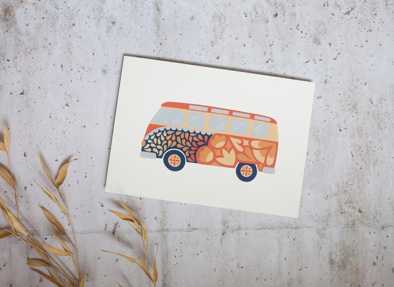 Vw Bus Patterns Hippie Bus No.1 - Fine Art Print Pattern Volkswagen 8x10 Landscape ...