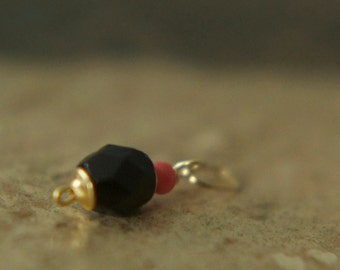 Small Azabache Charm, 14kt  gold handmade